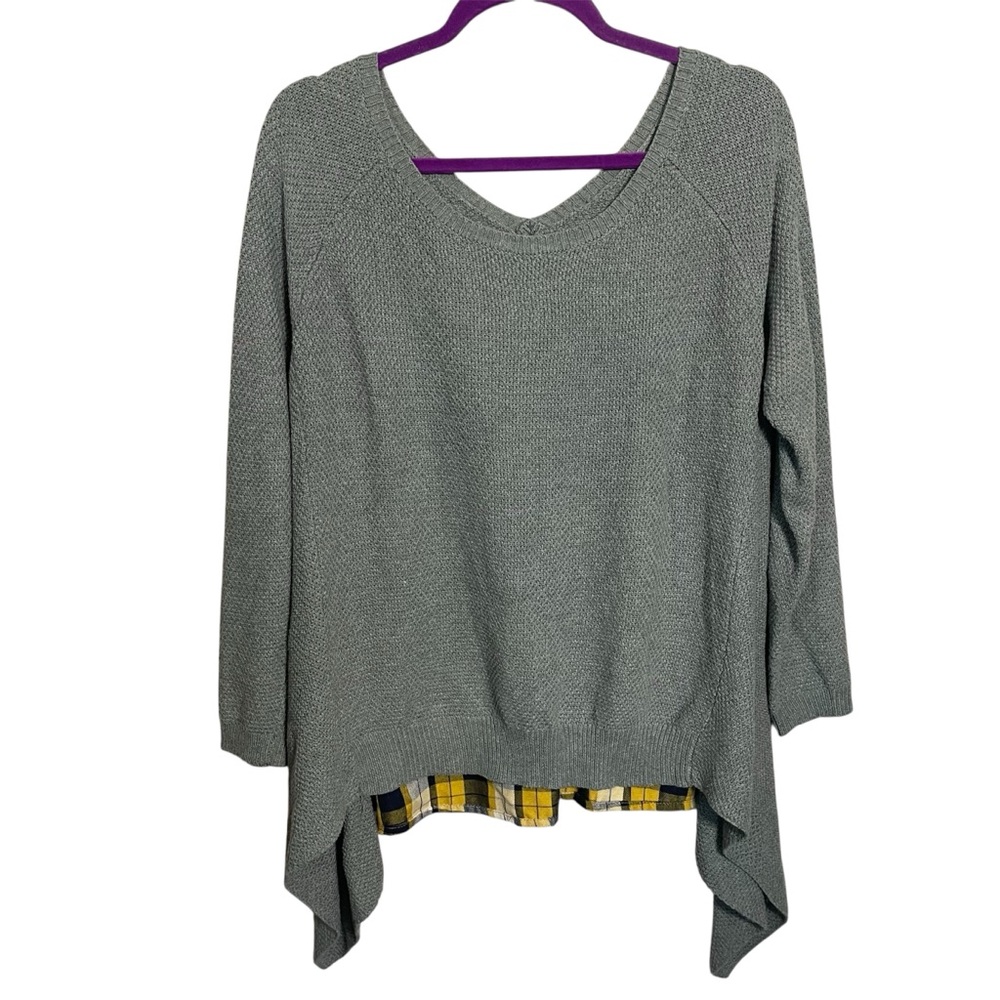 THML gray knit Sweater flannel back medium
